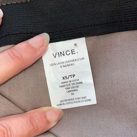 Vince Womens Lamb Leather Slim Ankle Zip Low Rise Legging Pants Brown XS NWT $99 - Picture 9 of 14